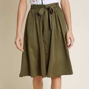 OLIVE GREEN BOW SKIRT